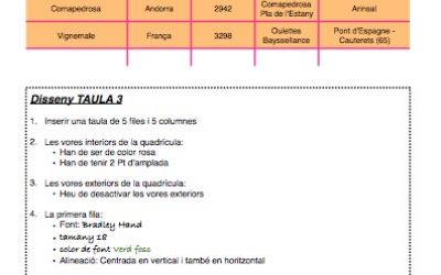 Exercicis 2-4 Treball amb TAULES amb Microsoft Word